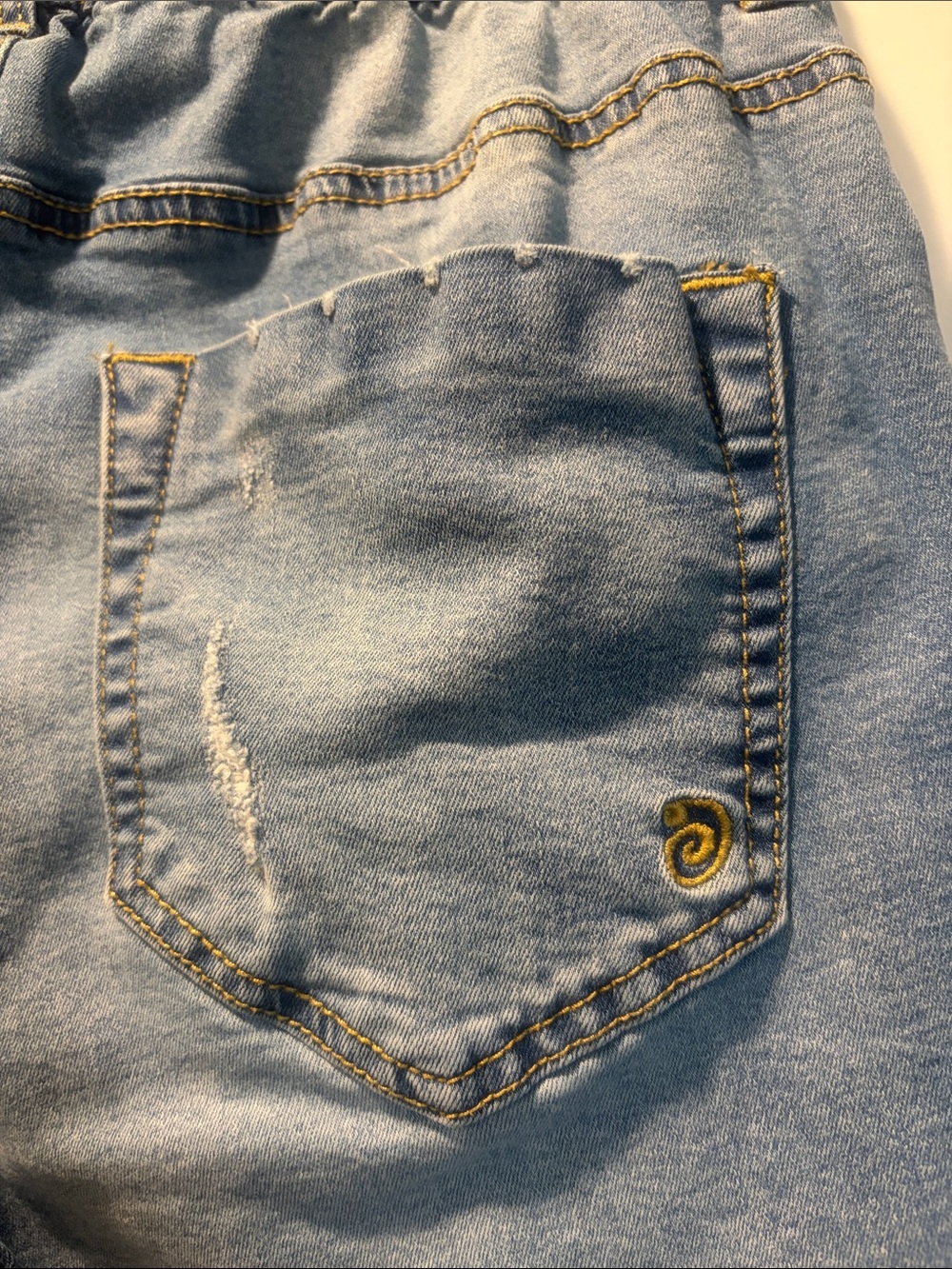 Distressed Light Blue Jean Shorts - Picture 7 of 9